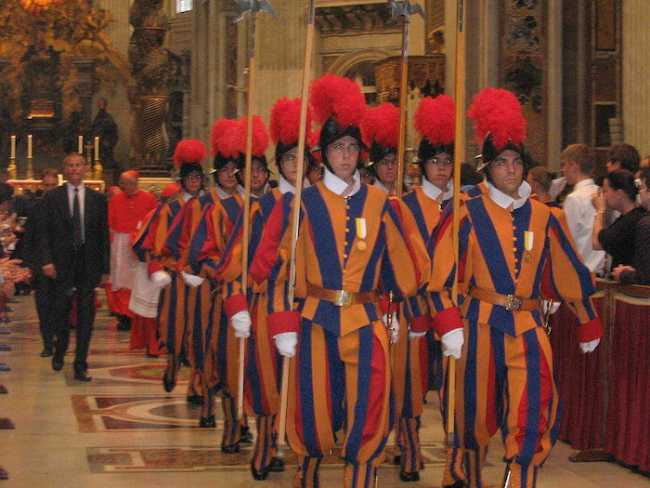 1024px Group of swiss guards inside saint peter dome